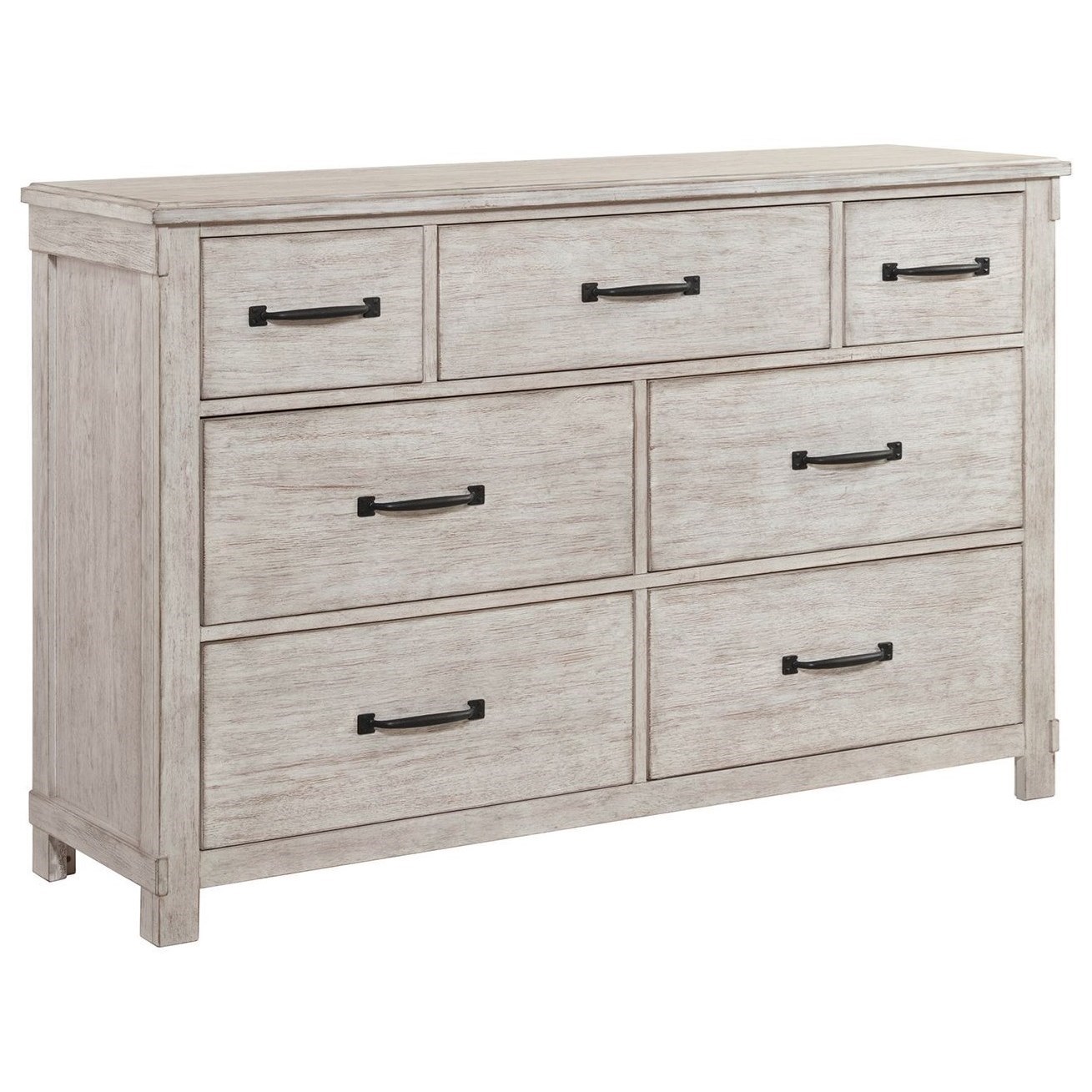 VFM Basics Scott Modern Farmhouse 7Drawer Dresser with FeltLined